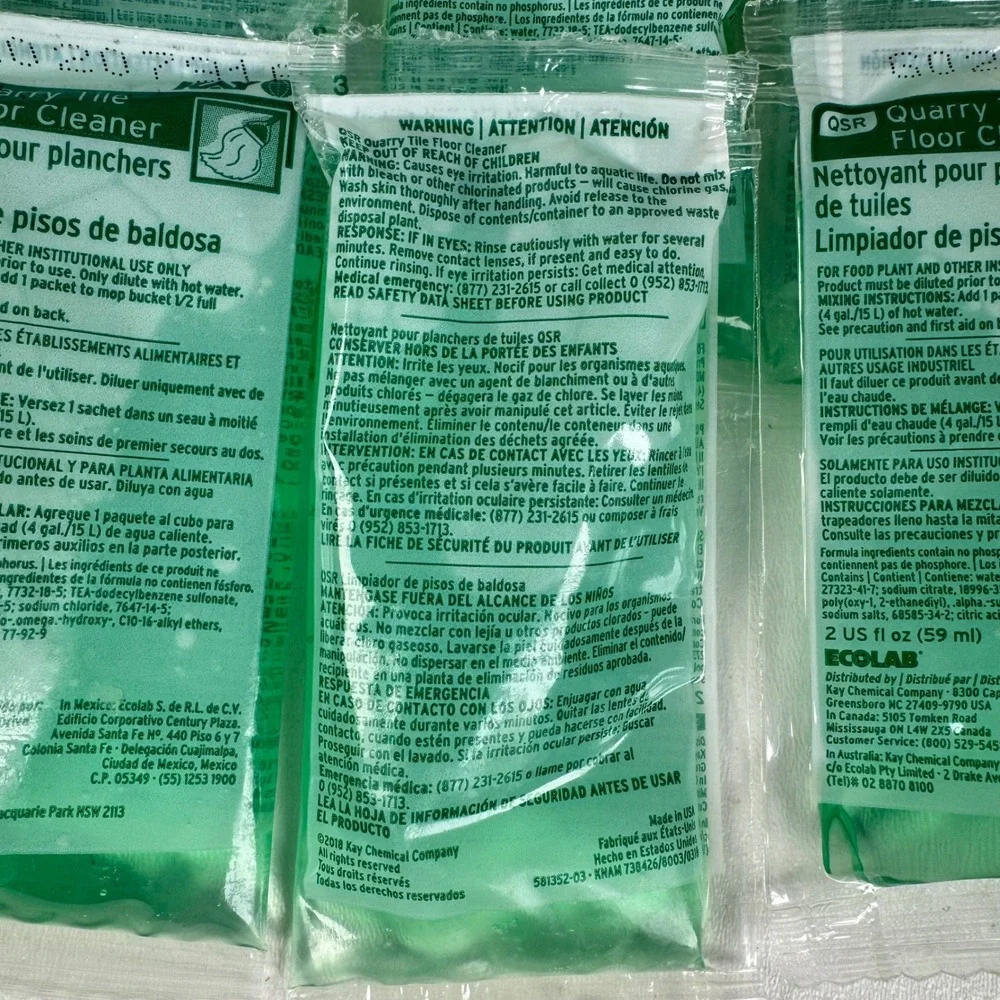 Lot 15 Ecolab Kay Quarry Tile Ceramic Commercial Floor Cleaner Degreaser 2oz